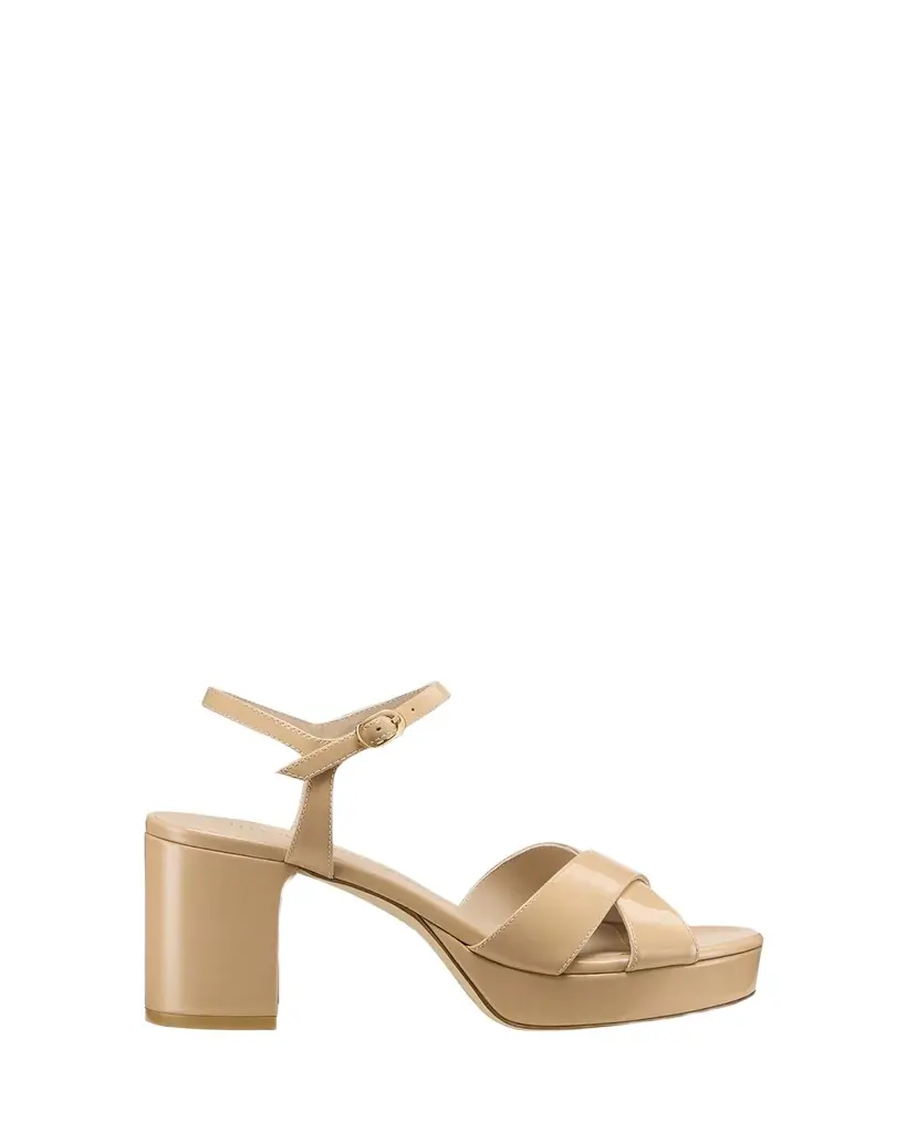 Stuart Weitzman Dayna Patent Crisscross Platform Sandals