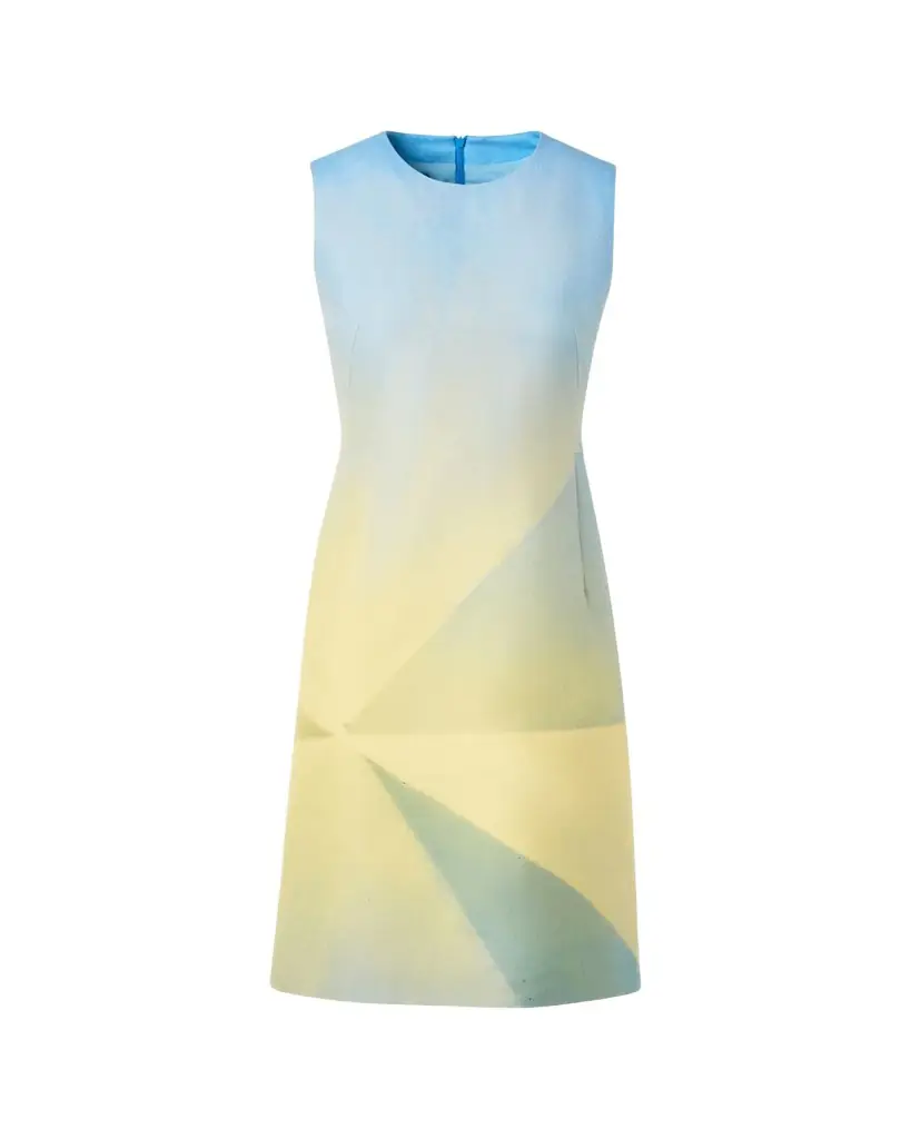 Akris Sunbeam Print Silk Sleeveless Dress