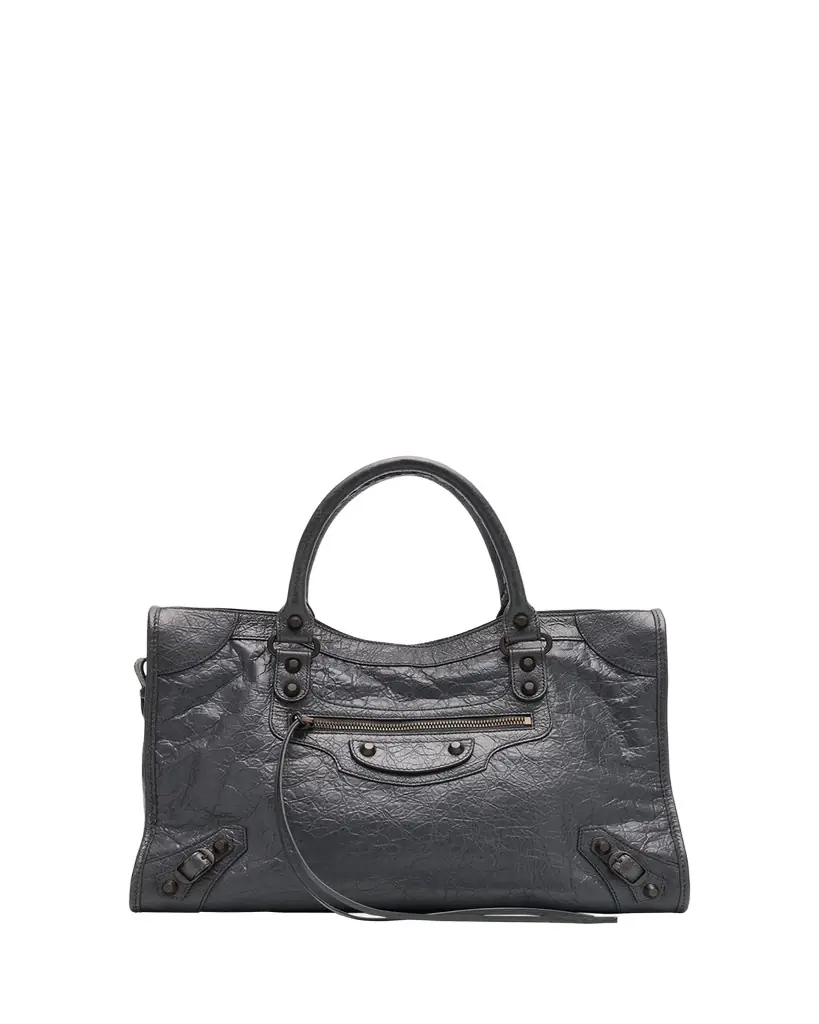 Balenciaga Le City Medium Crinkled Leather Top-Handle Bag