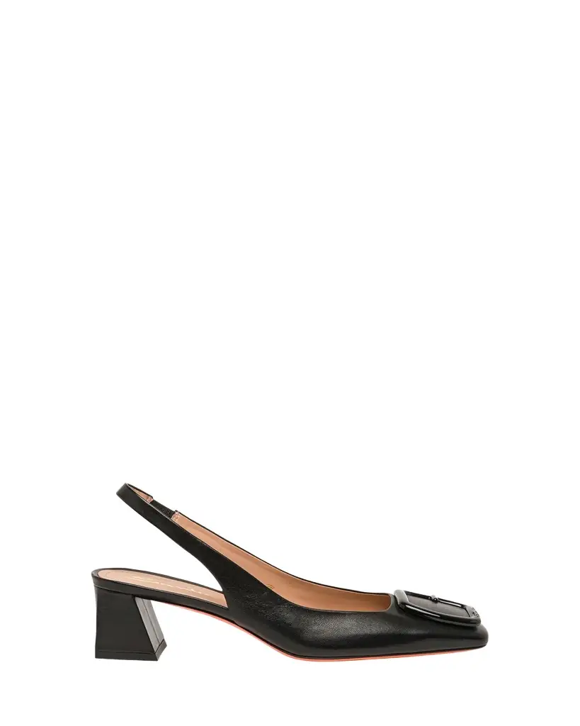 Santoni Lemon Buckle Slingback Leather Pumps
