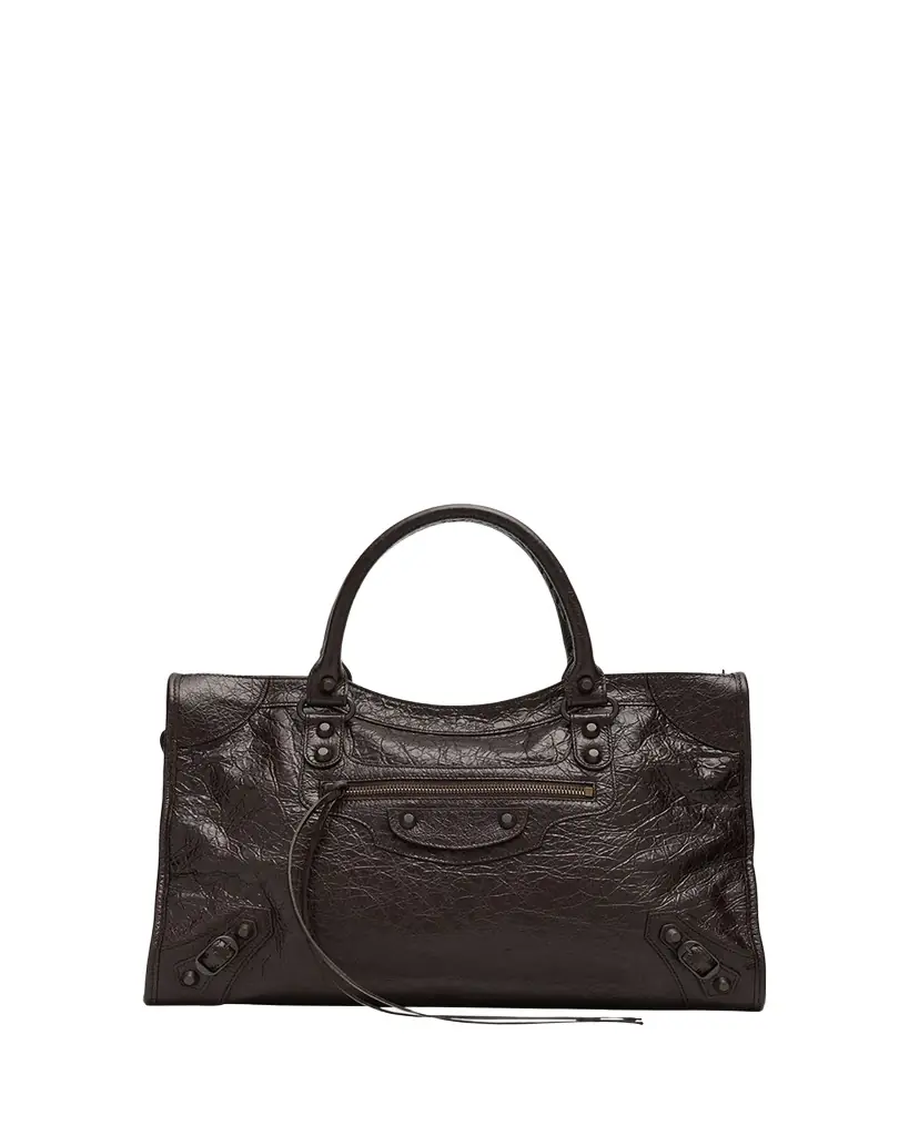 Balenciaga Le City Medium Crinkled Leather Top-Handle Bag