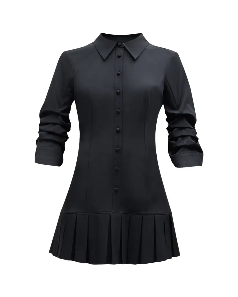 Cinq a Sept Lucilla Topstitched Pleated-Hem Mini Shirtdress