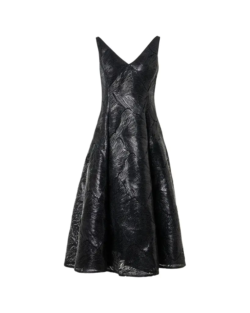 Akris Lacquered Sea Faille Sleeveless Midi Dress