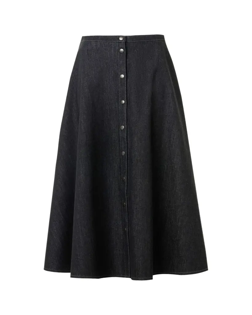 Akris punto Stretch Denim Button-Front Midi-Skirt - Women's Clothing