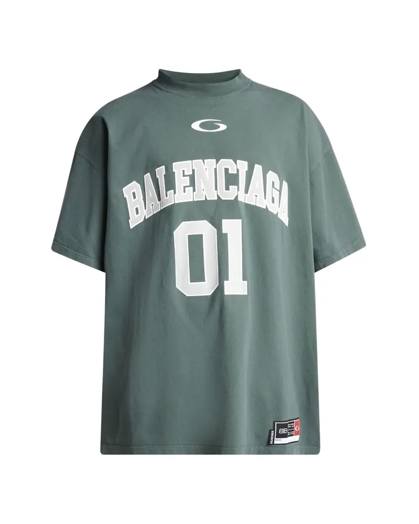 Balenciaga Men's Basketball Logo Oversized Fit T-Shirt