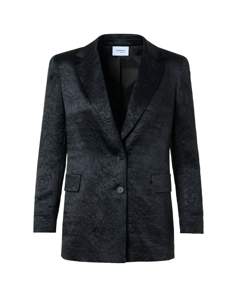 Akris punto Crinkled Satin Single-Breasted Blazer Jacket - Women's Clothing