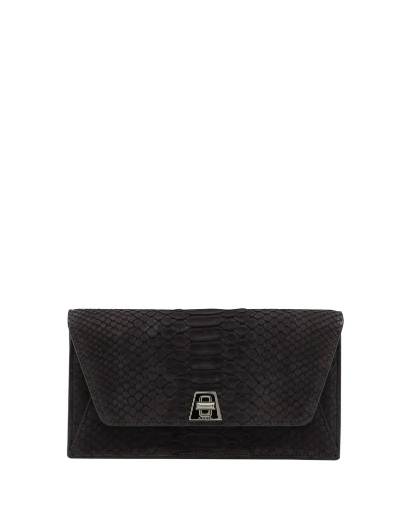 Akris Anouk Snakeskin Suede Envelope Clutch Bag