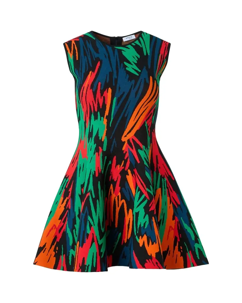 Akris punto Scribble Jacquard Knit Sleeveless Mini Dress