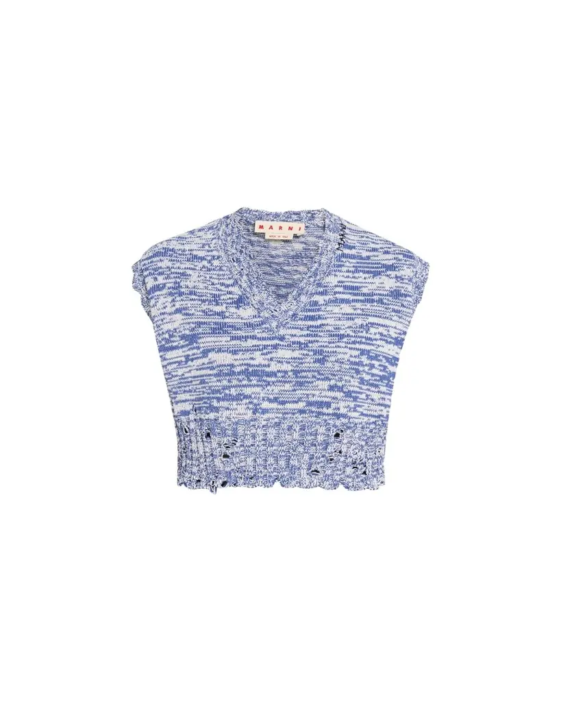 Marni V-Neck Distressed Knit Boxy Vest