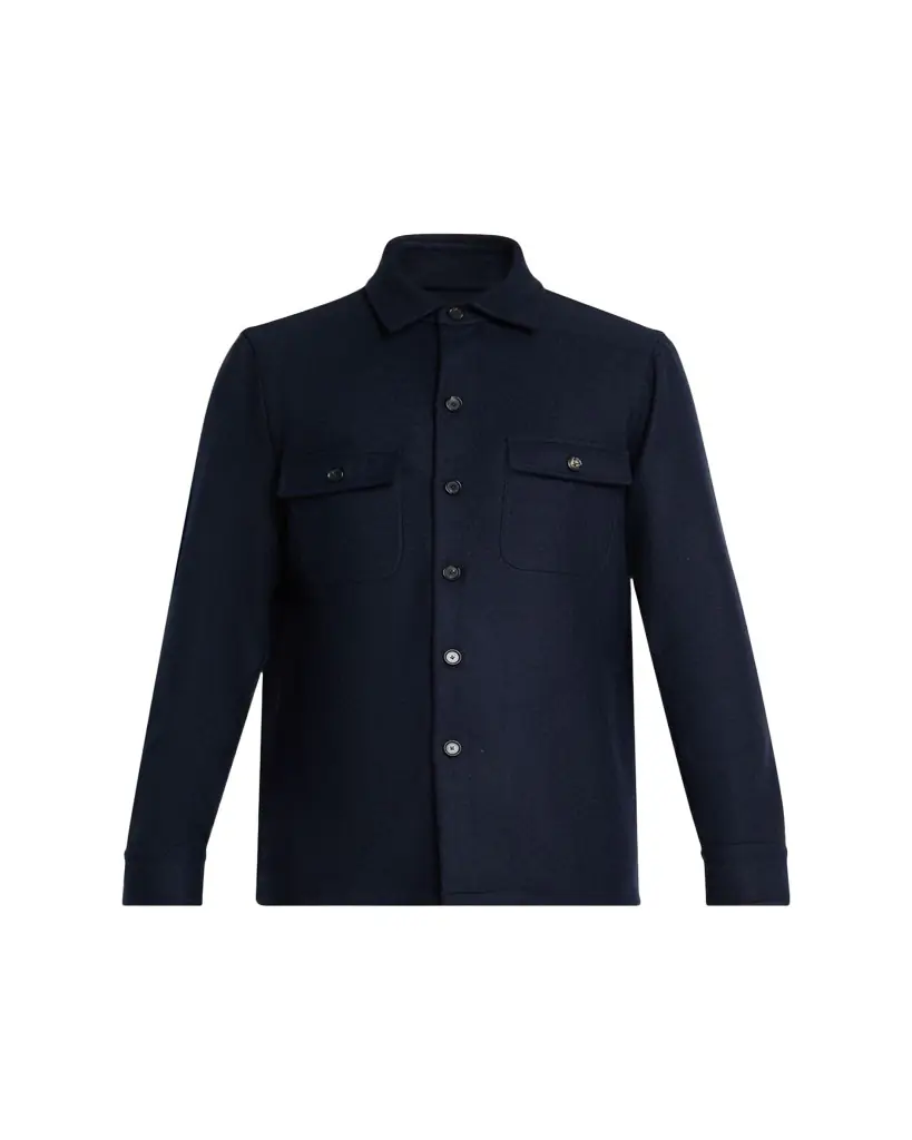 Cesare Attolini Men's Wool Flap-Pocket Overshirt