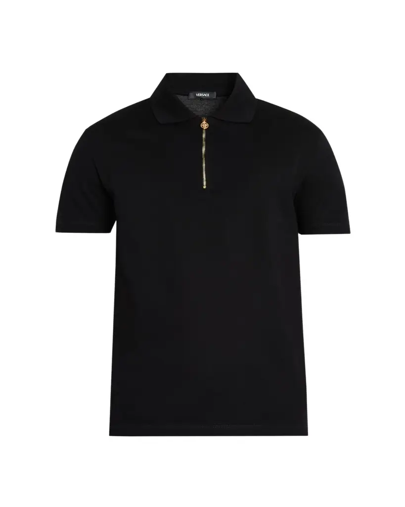 Versace Men's Medusa Zip Pique Polo Shirt