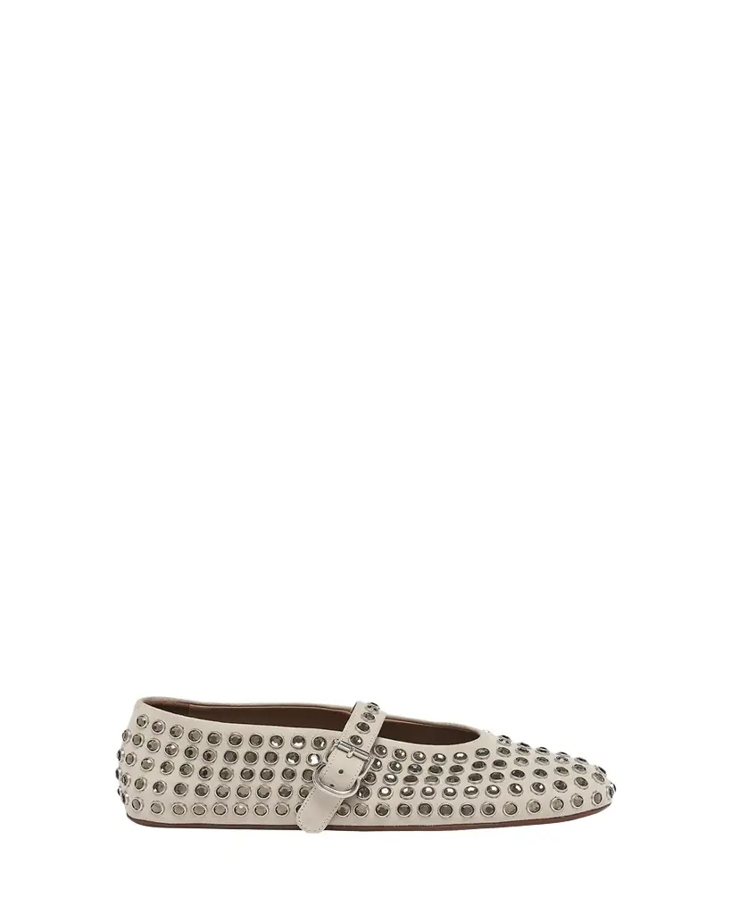 ALAIA Crystal Stud Mary Jane Ballerina Flats