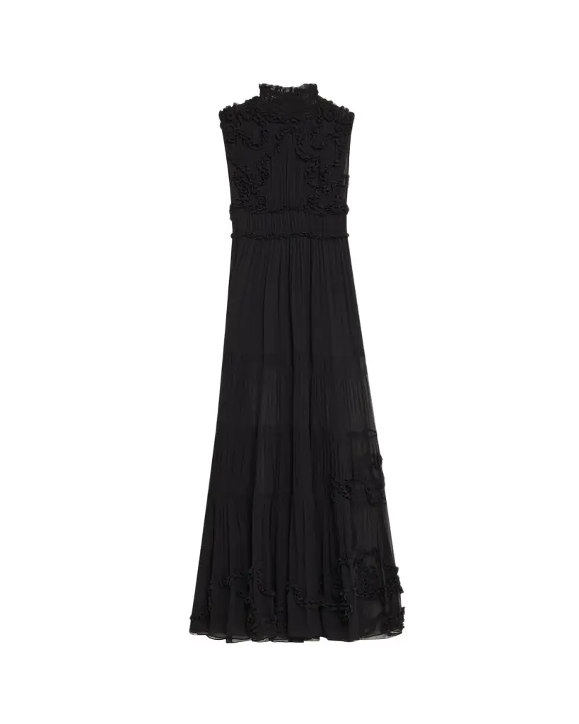 Ulla Johnson Verona Smocked Silk Turtleneck Gown
