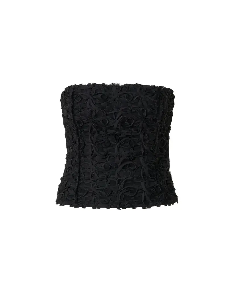 Akris punto 3D Floral Embroidered Bustier Top
