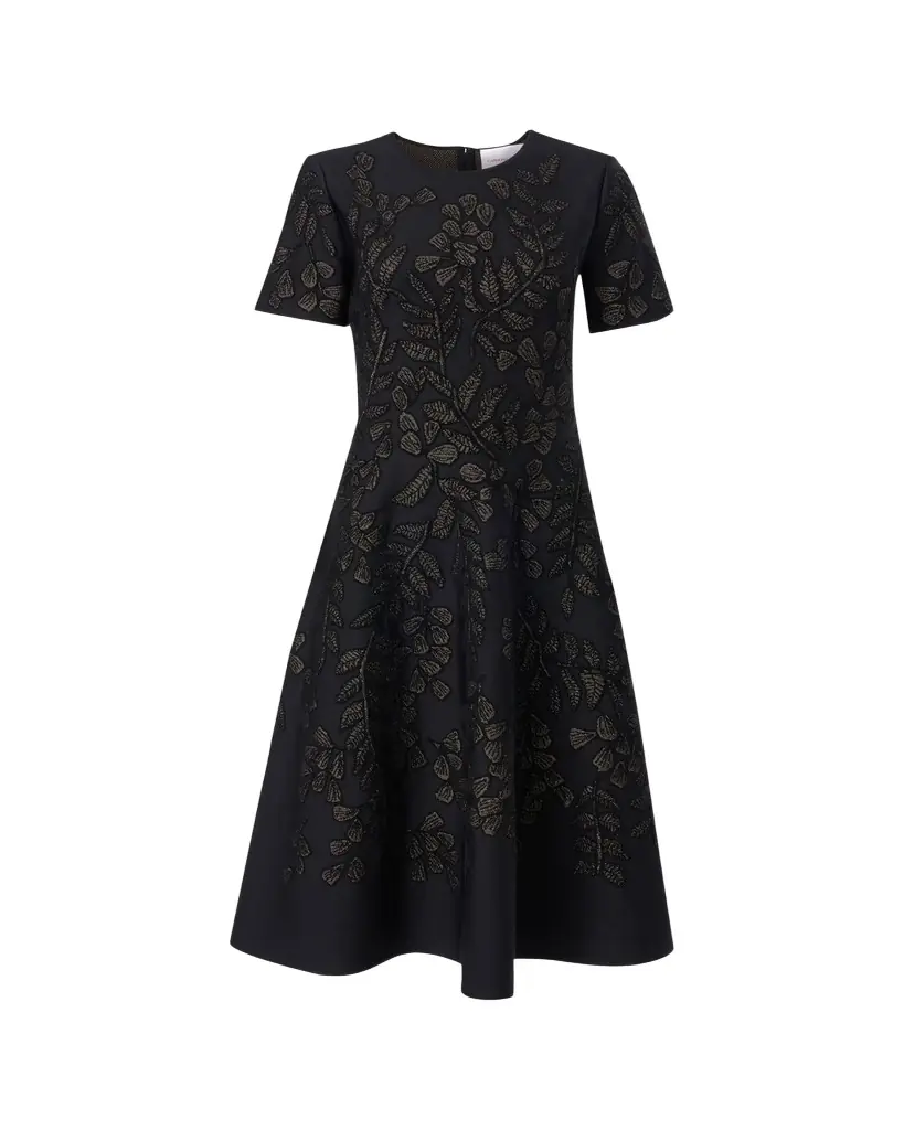 Carolina Herrera Gold-eaf Jacquard Midi Dress