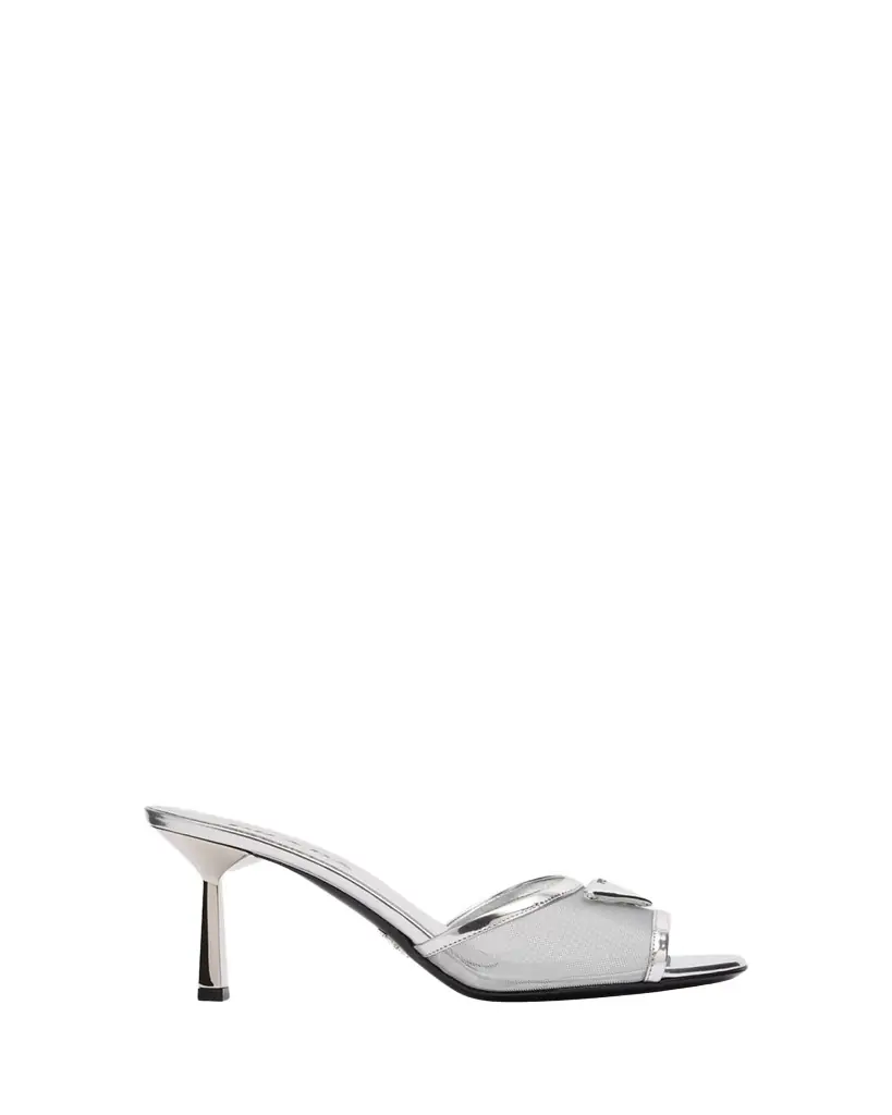 Prada 75mm Metallic Leather Mesh Sandals