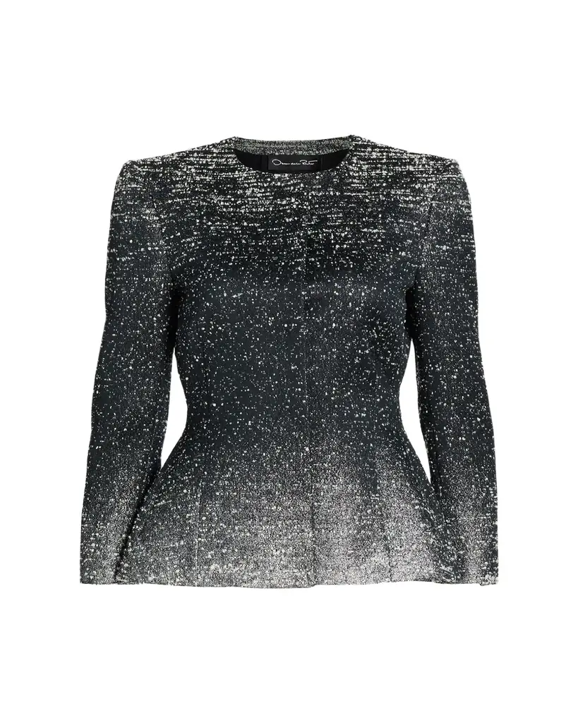 Oscar de la Renta Ombre Metallic Boucle Jacquard Single-Breasted Jacket - Women's Clothing