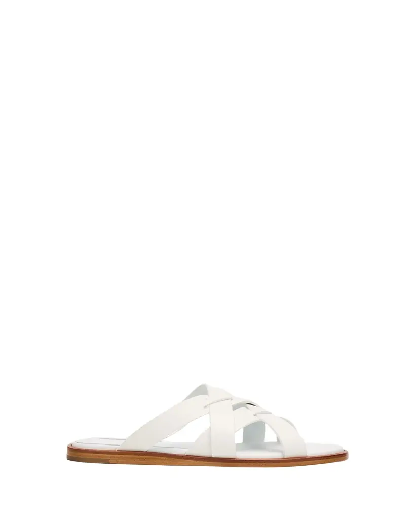Manolo Blahnik Marvina Crisscross Leather Flat Sandals