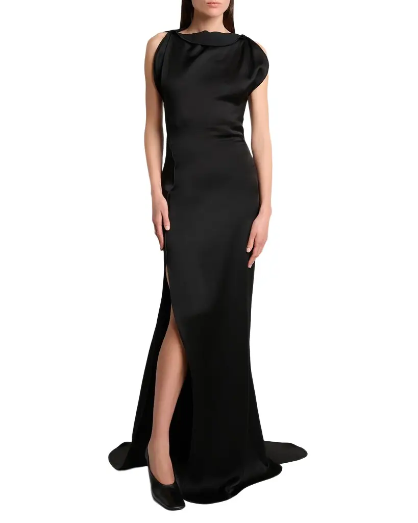 Victoria Beckham Sleeveless Satin Slit Gown