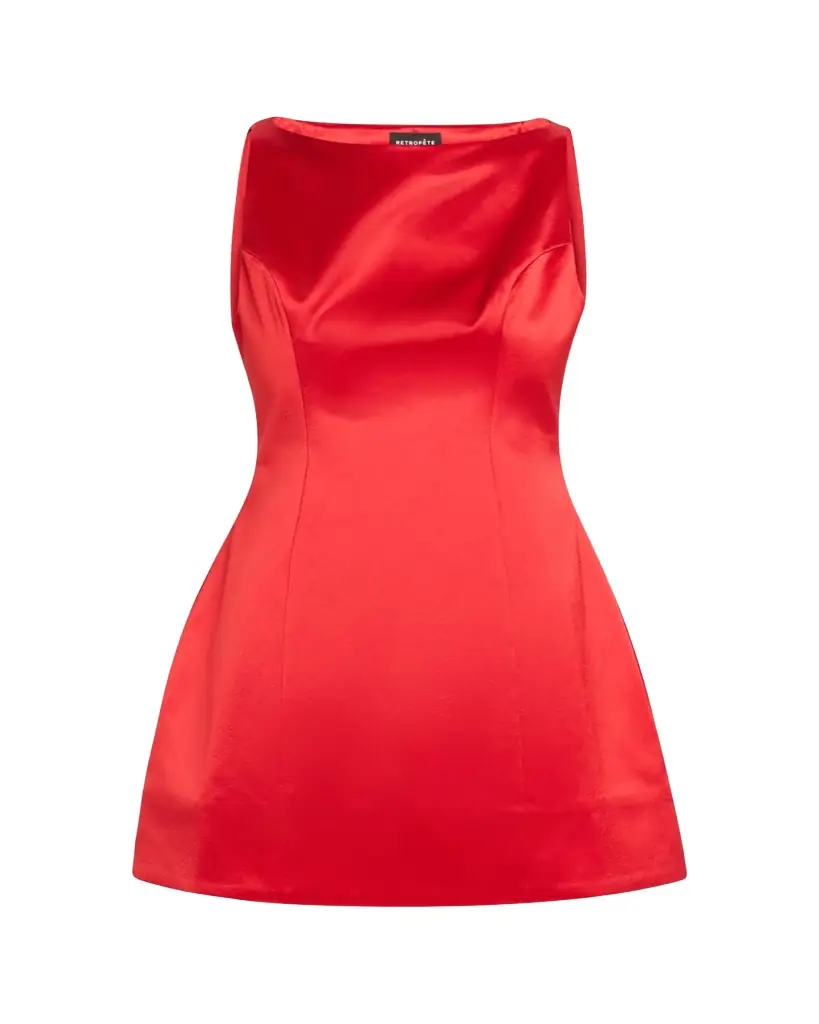 Retrofete Livie High-Neck Satin Mini Dress