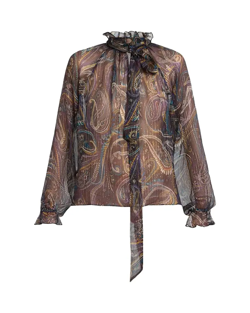 Etro Paisley Semi-Sheer Silk Blouse