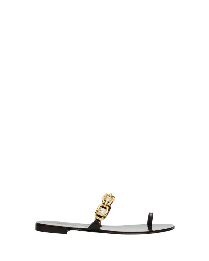 Giuseppe Zanotti Jewel Chain Leather Toe-Ring Sandals