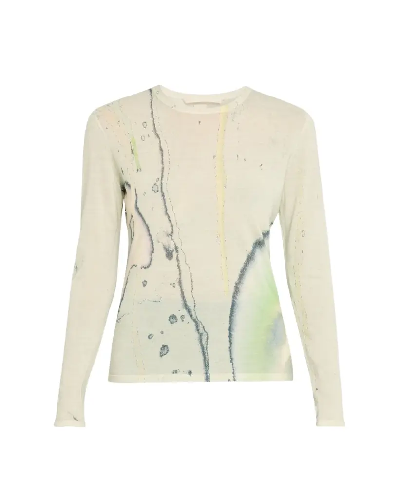 Jason Wu Collection Watercolor-Print Merino Wool Sweater