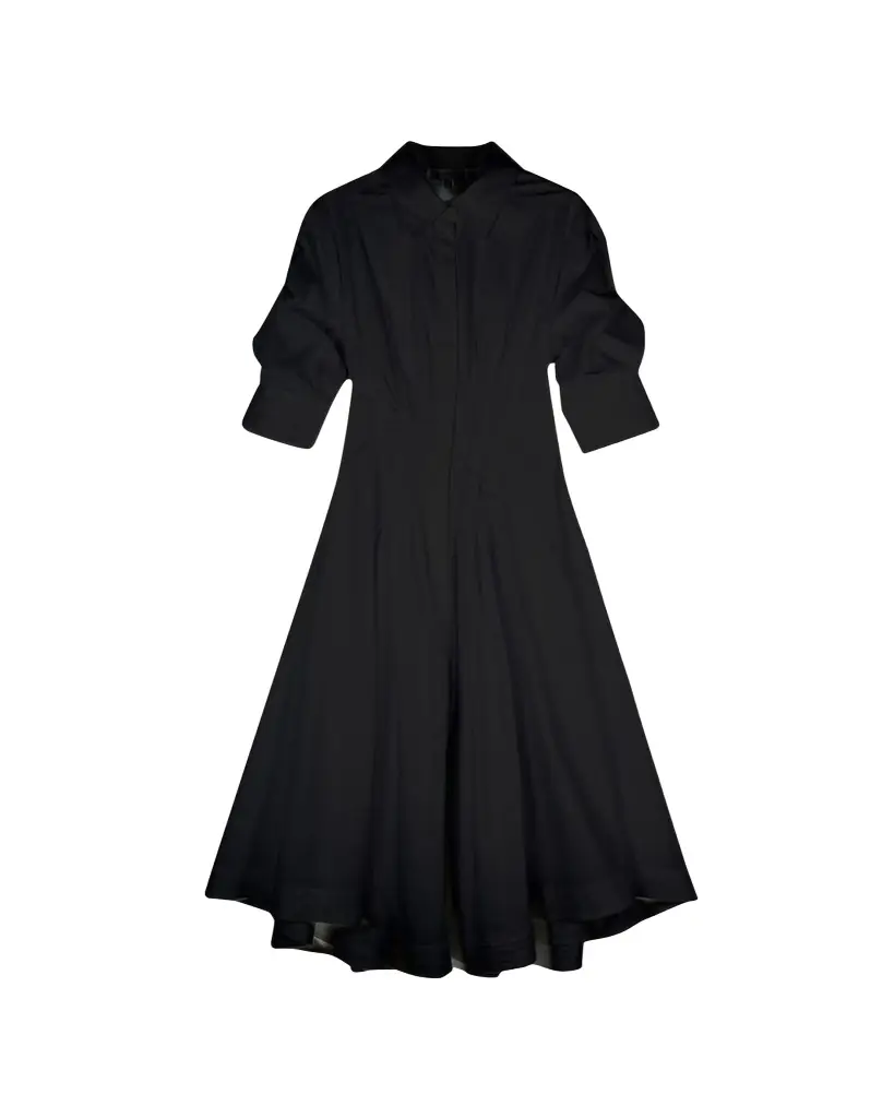 SIMKHAI Jazz Poplin Pintuck Midi Shirtdress