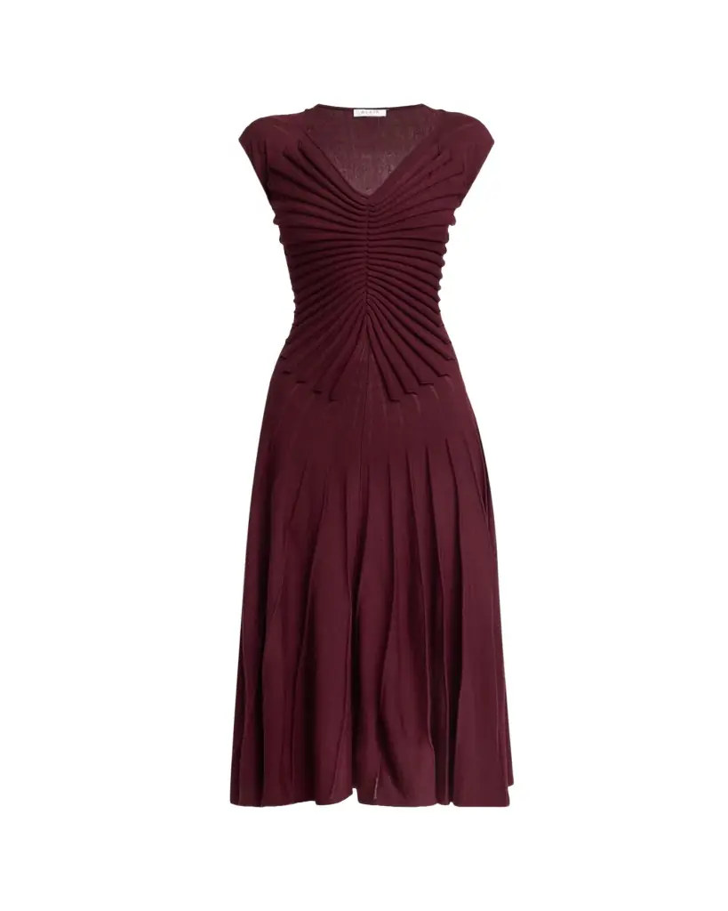 ALAIA Sculpting Cap-Sleeve Midi Dress