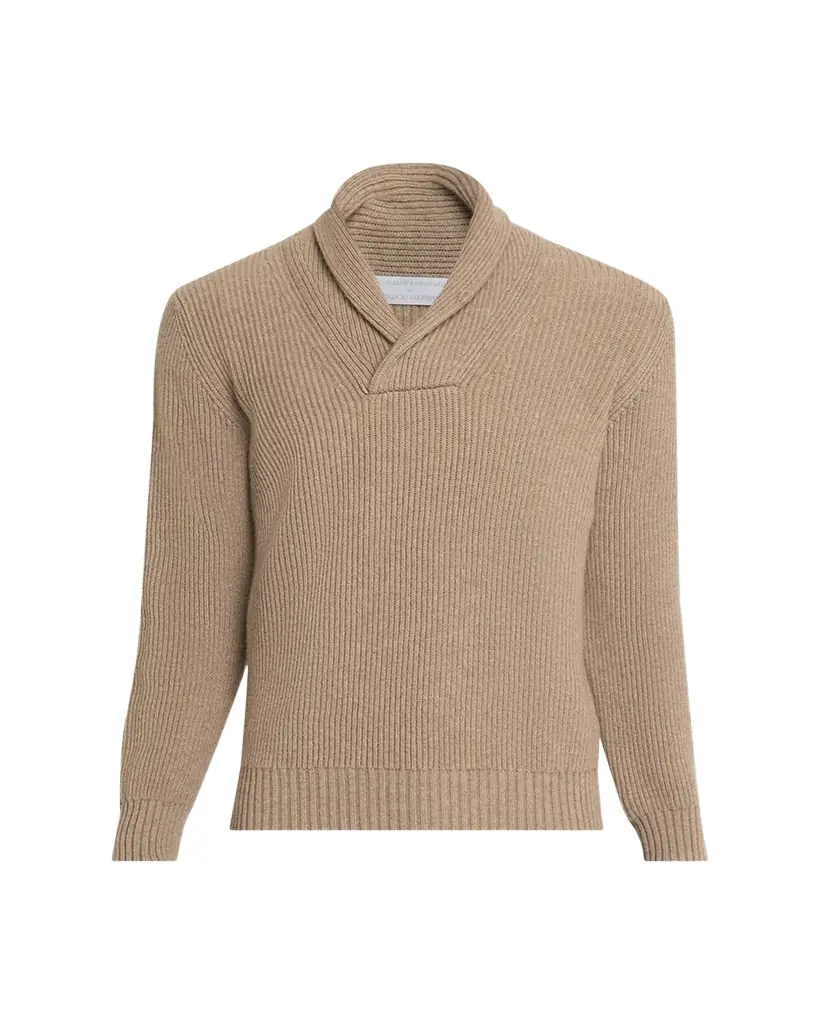 Anderson & Sheppard Men's Cashmere Rib Shawl Sweater