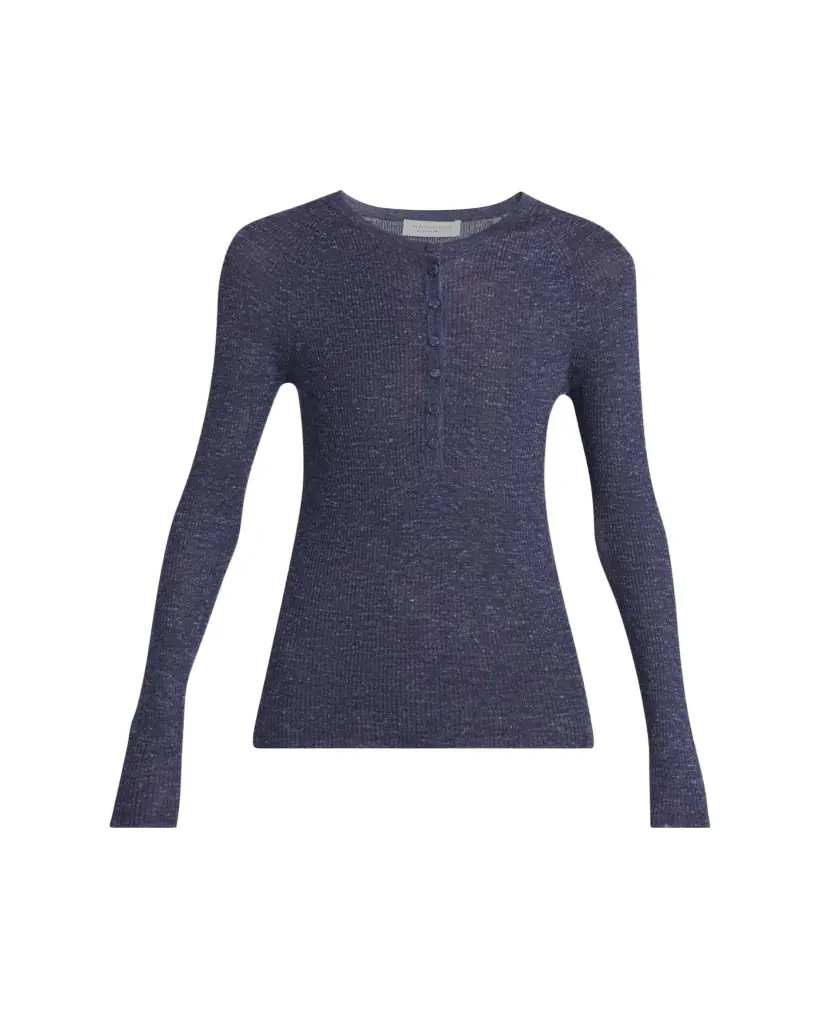Gabriela Hearst Anges Cashmere Rib Henley Sweater