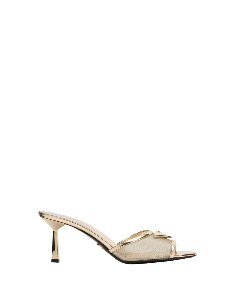 Prada 75mm Metallic Leather Mesh Sandals
