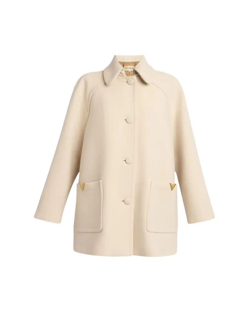 Valentino Garavani Cappotto Wool V Gold-Trim Jacket