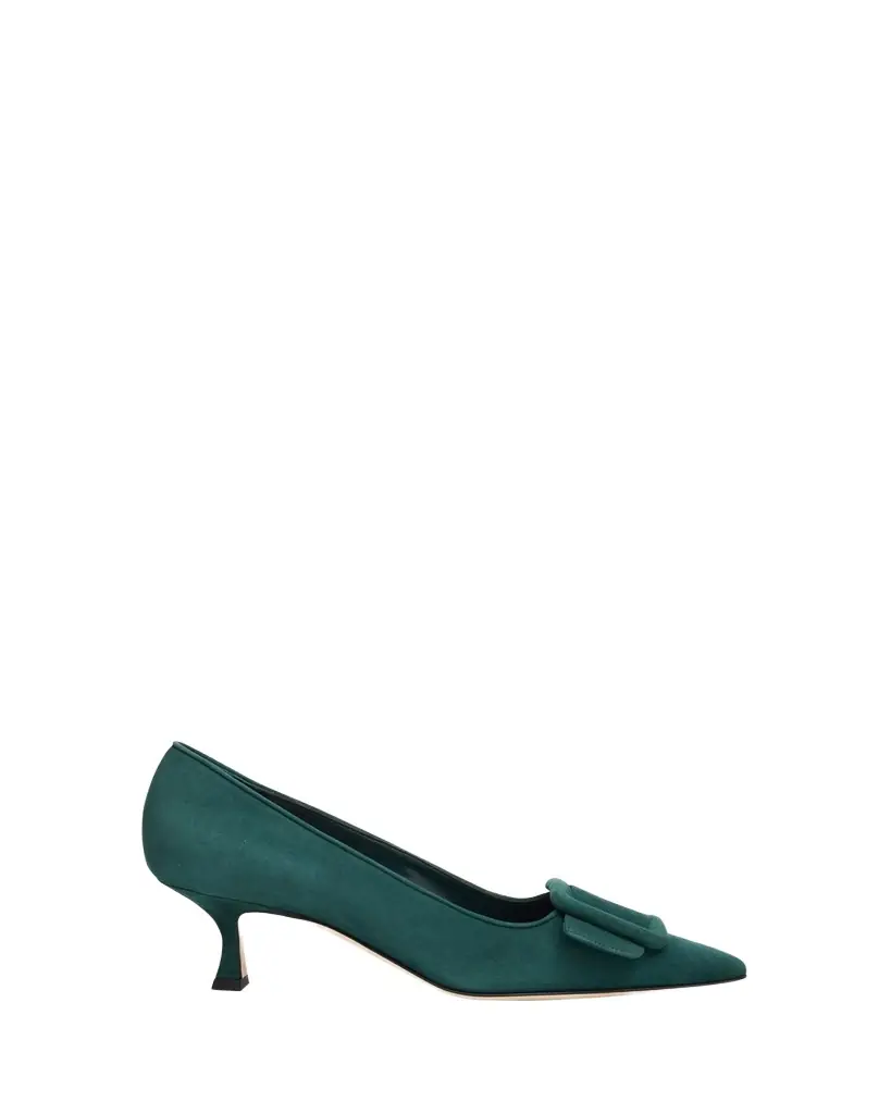 Manolo Blahnik 50mm Maysale Suede Buckle Pumps