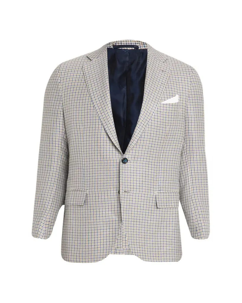Kiton Men's Cashmere, Silk and Linen Houndstooth Check Sport Coat