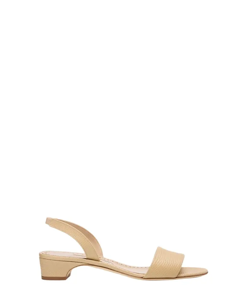 Manolo Blahnik 30mm Patobarnu Embossed Leather Slingback