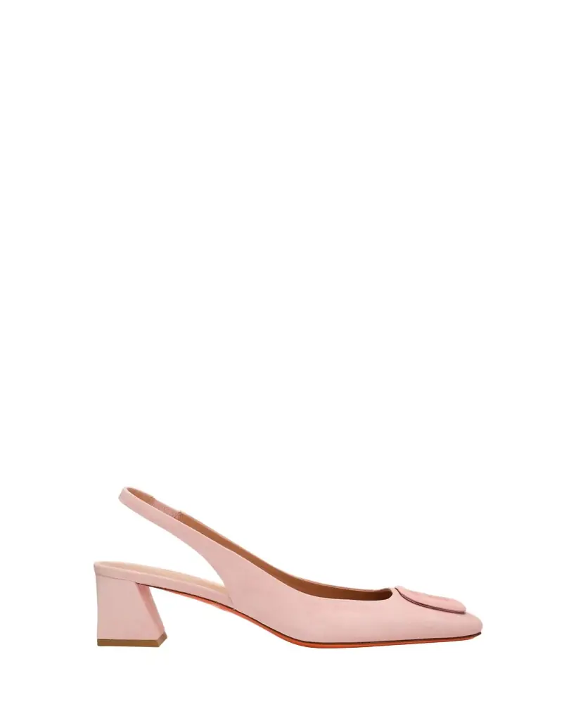 Santoni 50mm Buckle Suede Slingback Pumps