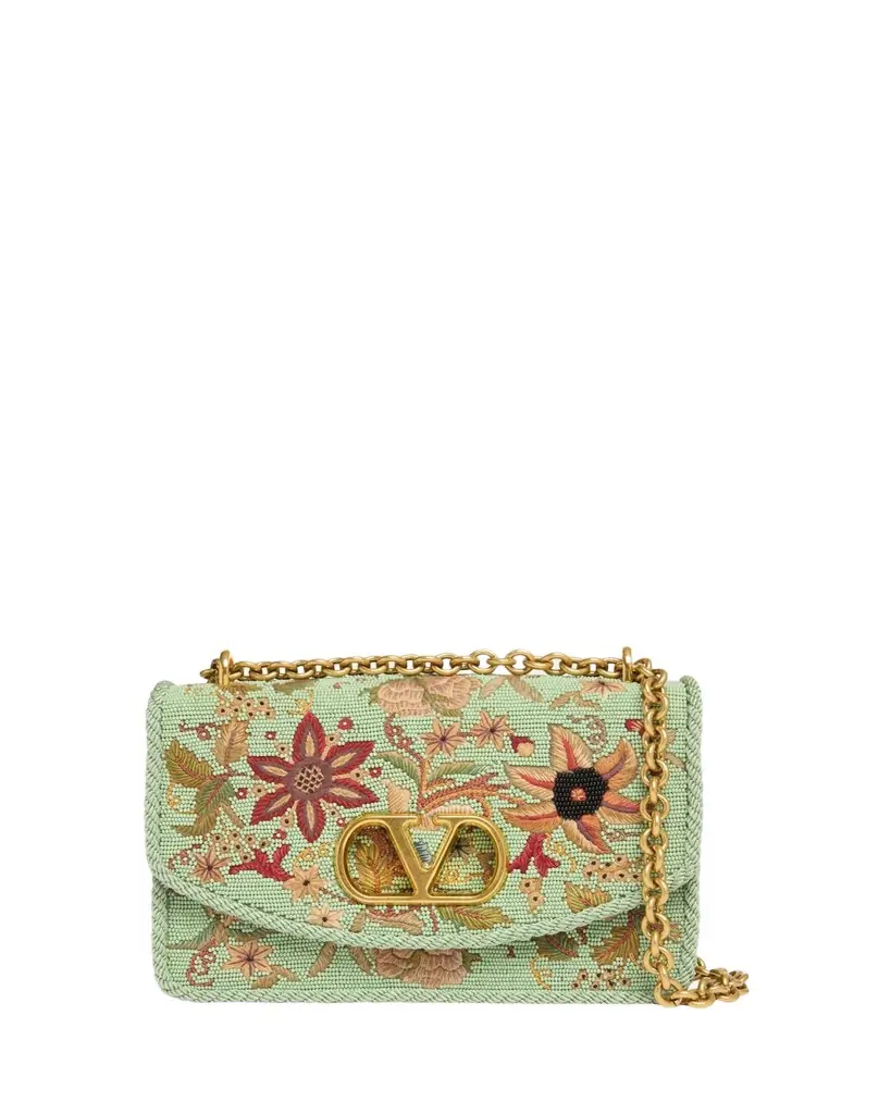 Valentino Garavani Beaded Floral-Embroidered Shoulder Strap