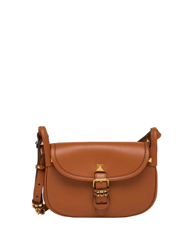 Valentino Garavani Small Rockstud Leather Saddle Crossbody Bag