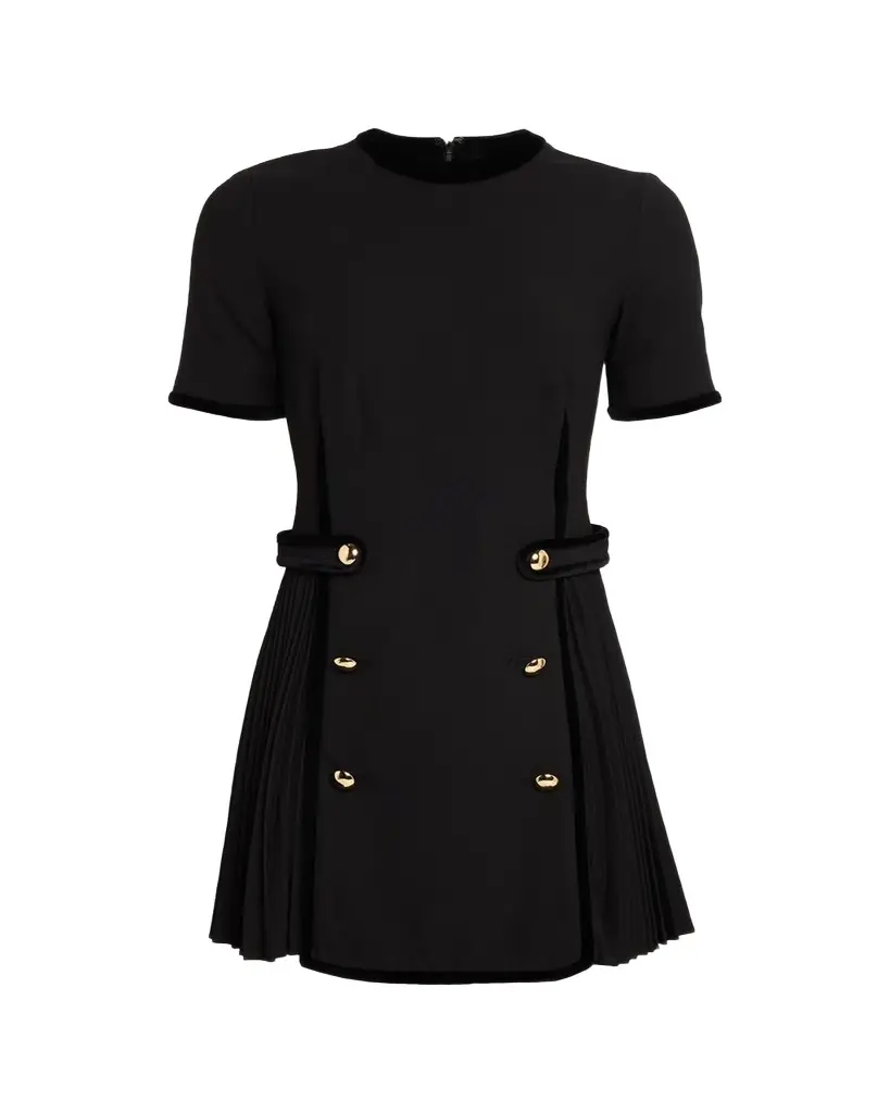 SIMKHAI Doria Short-Sleeve Velvet-Trim Mini Dress