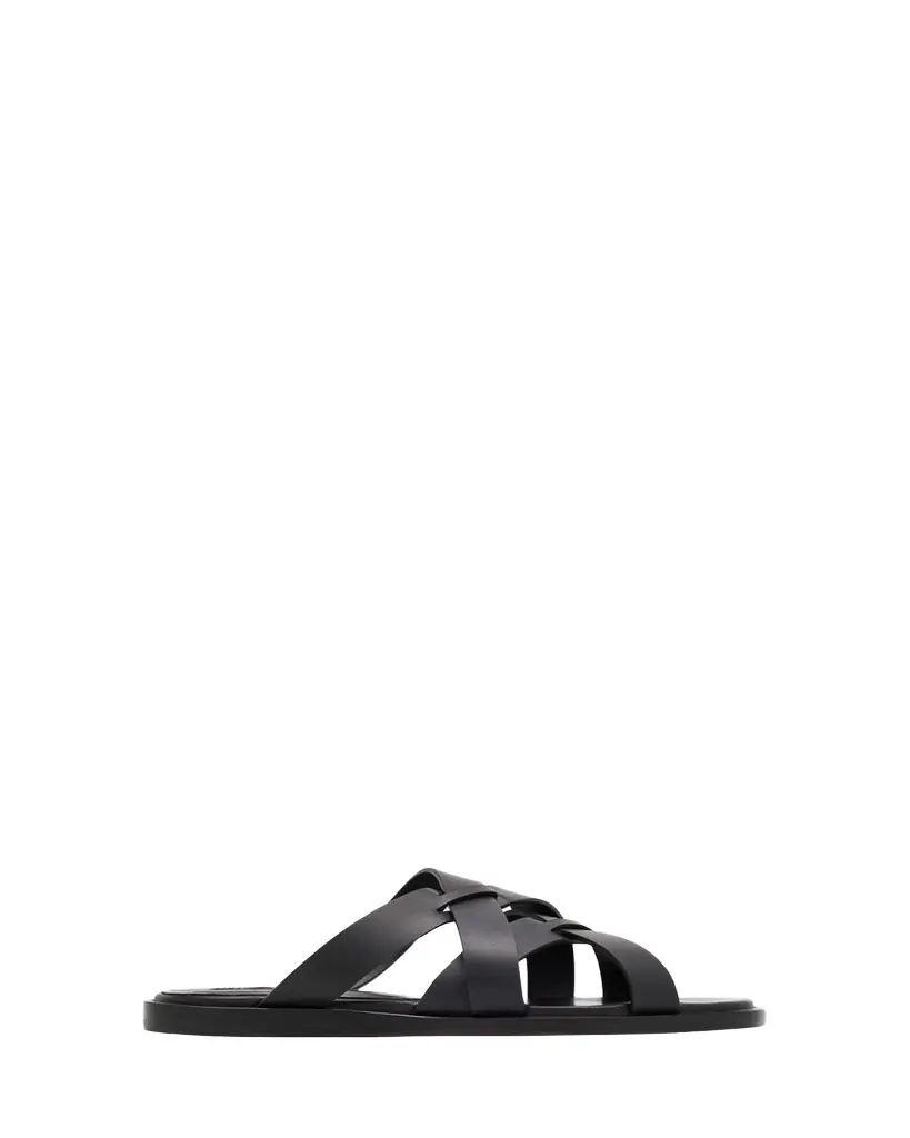 Manolo Blahnik Marvina Crisscross Leather Flat Sandals
