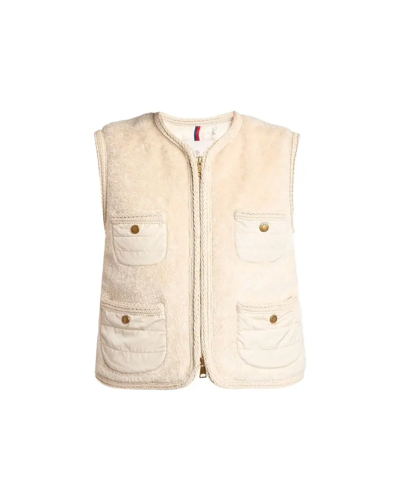 Moncler Mimosas Braided Trim Teddy Down Vest