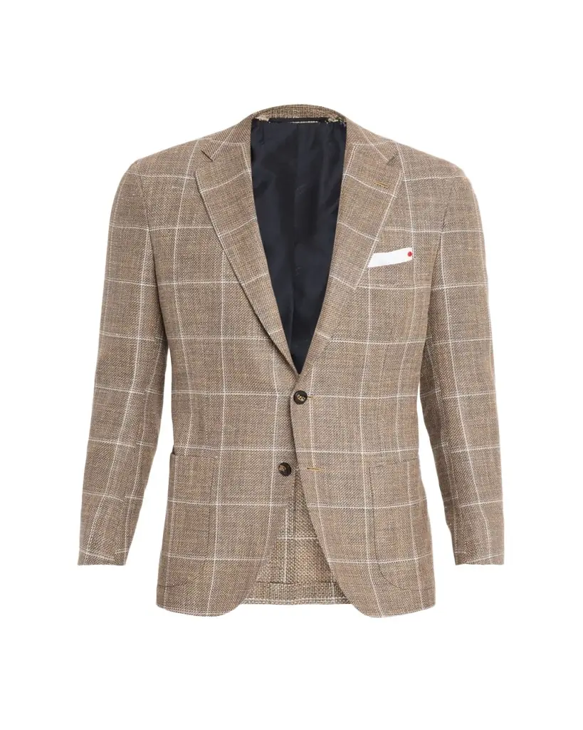 Kiton Men's Cashmere, Wool and Silk Windowpane Sport Coat