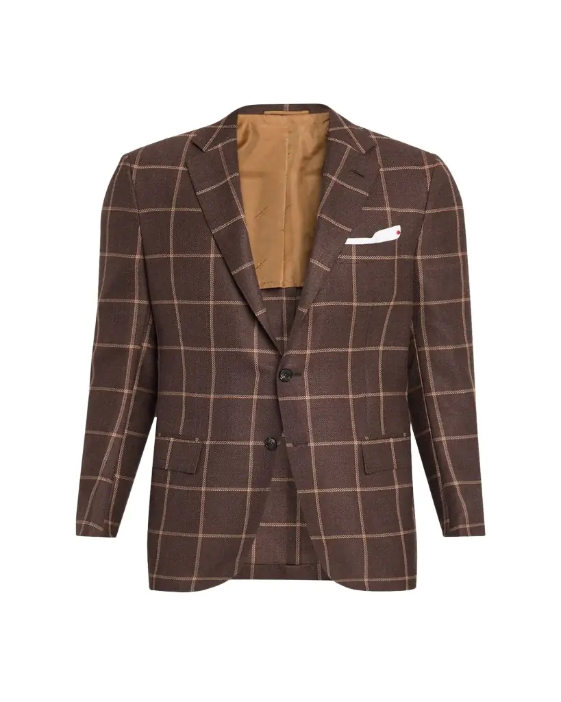 Kiton Men's Cashmere Windowpane Single-Breasted Sport Coat