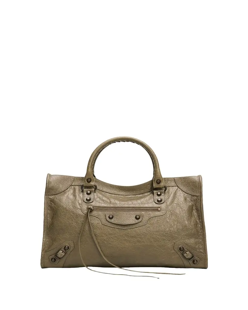 Balenciaga Le City Medium Crinkled Leather Top-Handle Bag