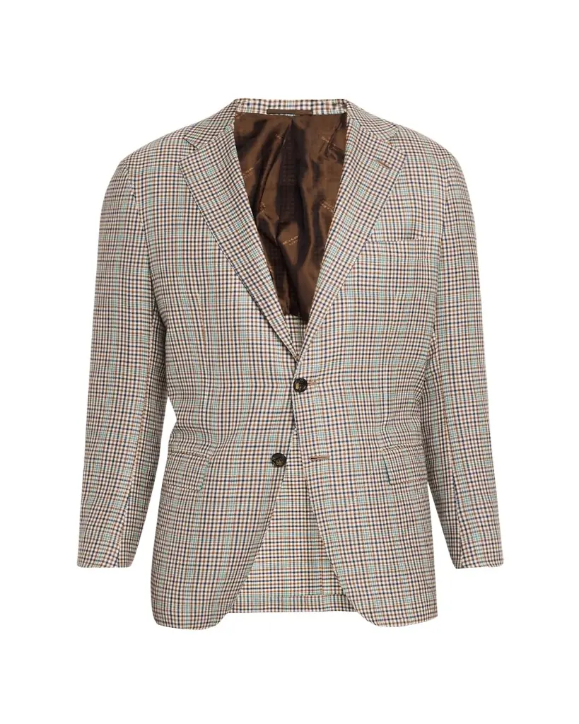 Kiton Men's Cashmere and Silk Multi-Check Deconstructed Sport Coat