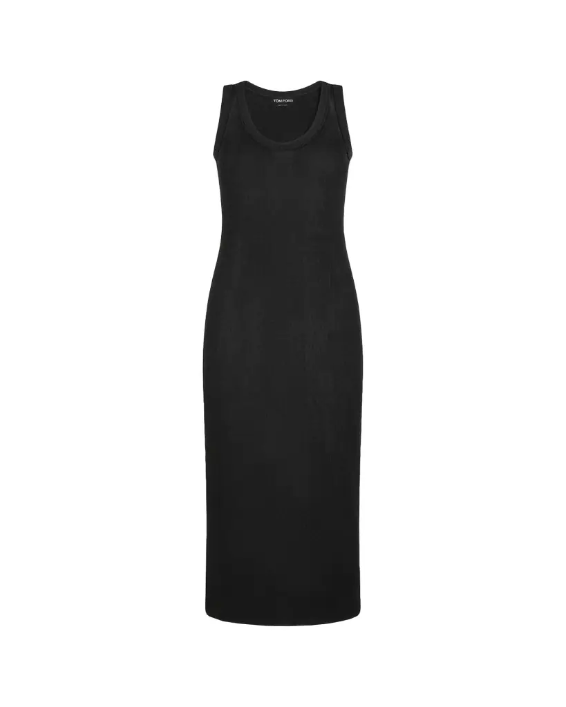 TOM FORD Paillette Rib Knit Scoop-Neck Midi Tank Dress