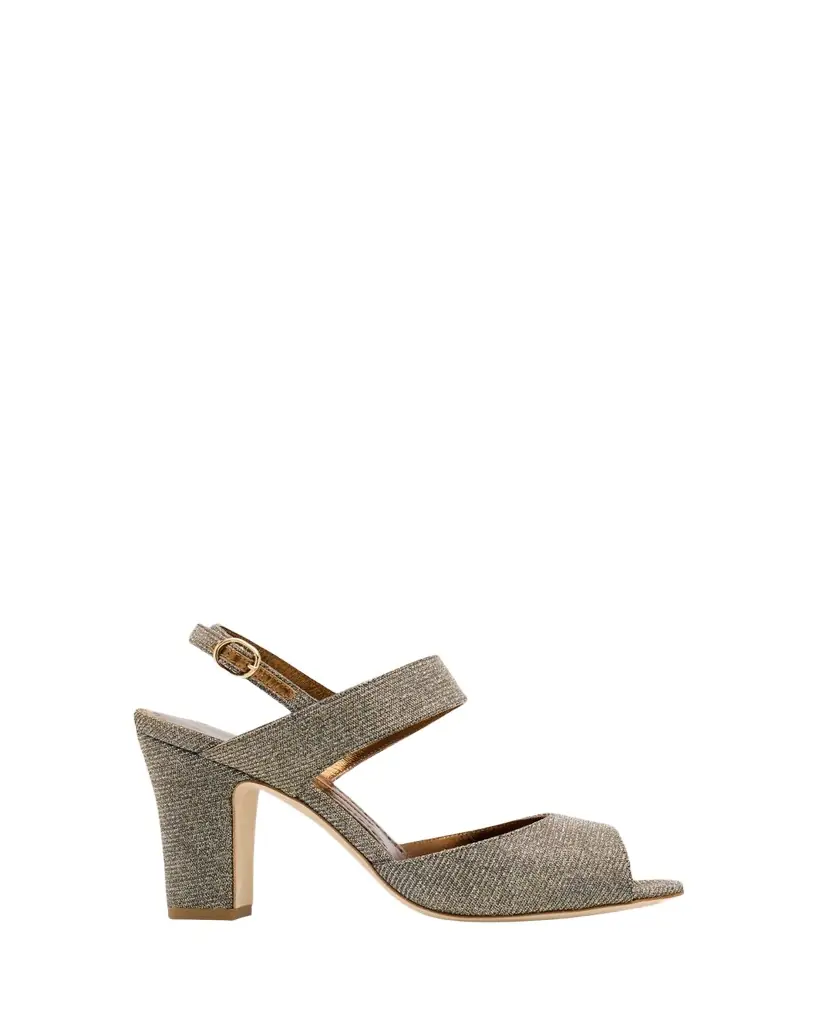 Manolo Blahnik 90mm Khiko Metallic Peep-Toe Slingback Sandals