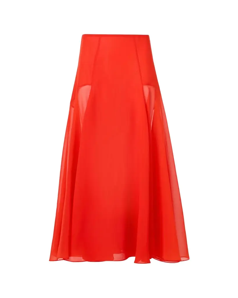 Akris Sheer Silk Organza Godet Midi Skirt