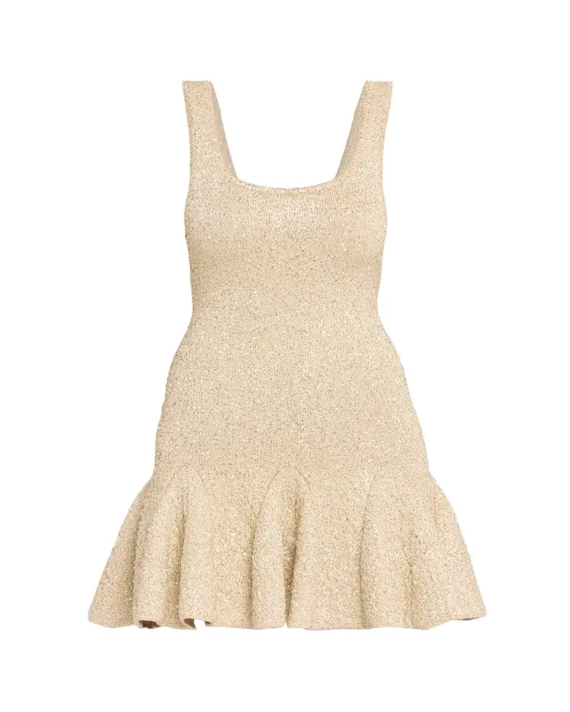 LoveShackFancy Sarajane Sequined Stretch Knit Mini Dress